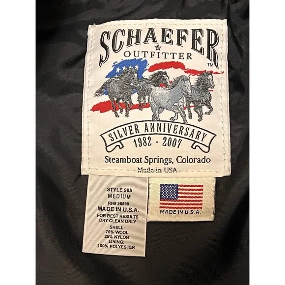 SCHAEFER OUTFITTER Tan Cheyenne Wool Zip Vest Western Ranch Wear USA Women's MED - Picture 8 of 8